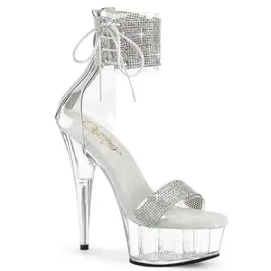 Pleaser Delight-627RS Womens Sandals in Silver/Clear