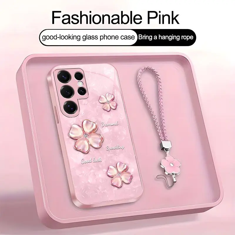 Suitable for [Galaxy S25 Ultra] high-end women's phone case🤩，a beautiful four-leaf clover lanyard is included🍀, simple high quality, high grade performance，a variety of colors are available for you to choose from YM99