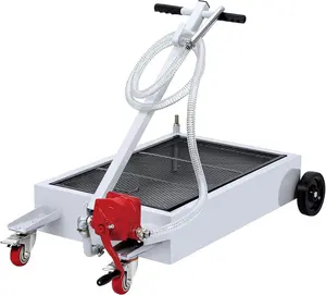 Low Profile Oil Drain Pan, 15 Gallon Rolling Oil Drain Cart with 110V Pump, 8 ft Hose & T Folding Handle, Oil Drain Pan for Cars, Trucks, Buses, RVs