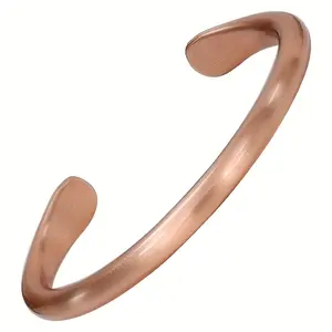 1pc Minimalist Copper Bangle - Elegant Curved Bracelet, Durable Everyday Jewelry for Women & Men, Perfect for Casual or Formal Events - Ideal Gift for Birthdays, Anniversaries, Housewarming Parties, Sleek Polished Finish, Smooth Surface