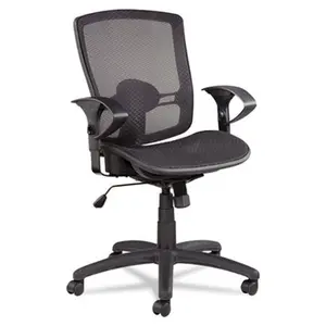 Alera ET4218 Etros Series Suspension Mid-Back Synchro Tilt Wheel-Based Desk Chair - Black Mesh Back and Seat, Wheel-Based Desk Chairs
