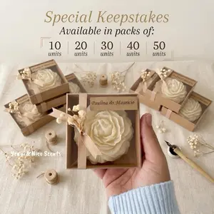 Peony Scented Candle in Elegant Kraft Box with Ribbon Floral Accent Handcrafted Soy Wax Perfume for Weddings Birthdays Ornaments