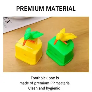 Bird Toothpick Storage Box Fully Automatic Kids Fun Toy Creative Pecking Bird Smart Toothpick Dispenser Press-Activated Home Use Premium Material Odorless Durable Lightweight Organizer Desktop Storage Box Kitchen Home Storage Plastic storage boxes