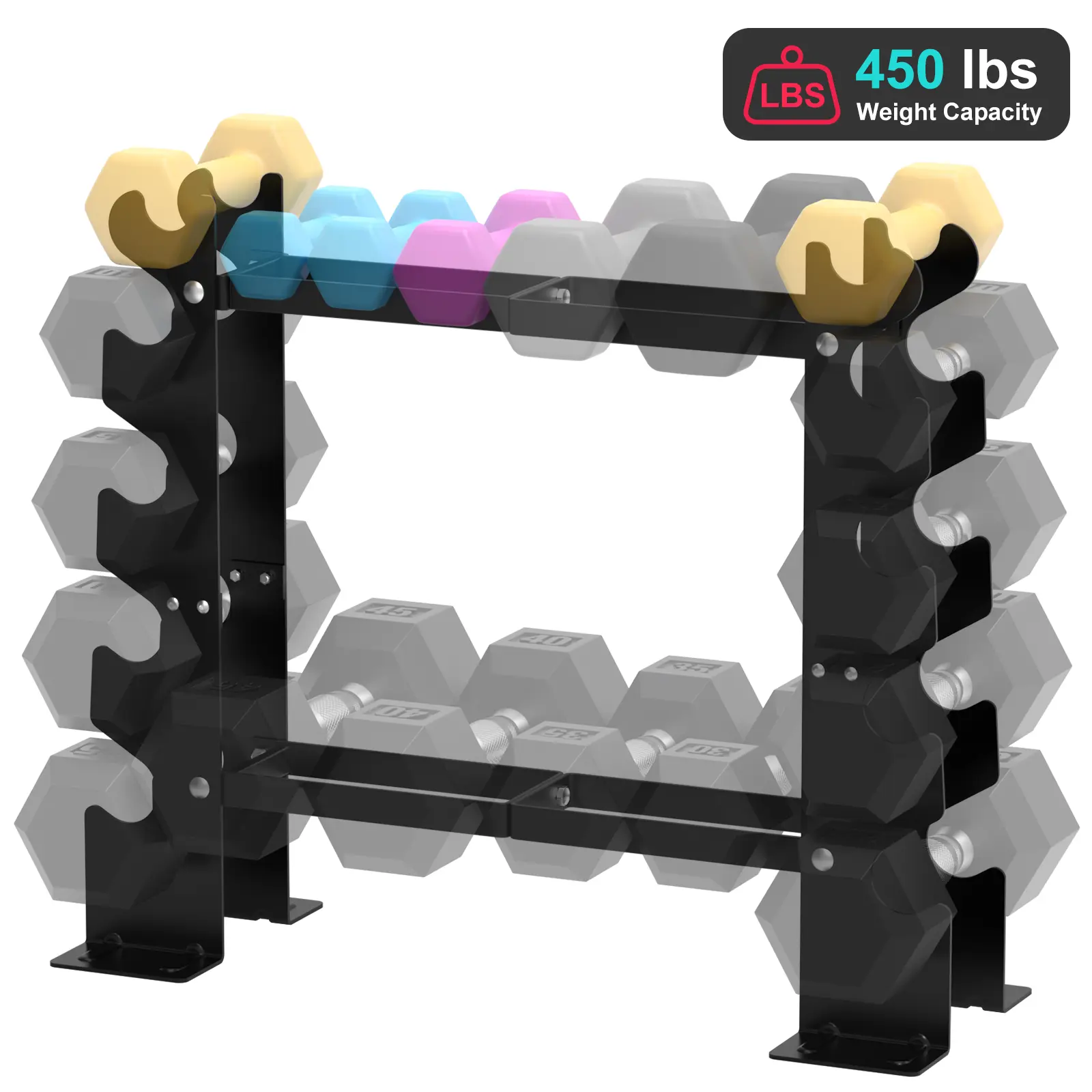 Dumbbell Rack Stand Only, Weight Rack Strength Training Dumbbell Racks with 5 Tier 450LBS for Home Gym, Only RackSuitable for 8-30 LBS summerwins