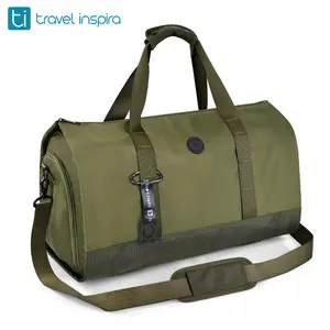 travel inspira Convertible Garment Bag 2 in 1 Carry On Garment Duffle Weekender 45L with Extended Shoe Compartment, Water-Resistant Nylon, Hanging Hook for Travel Business Men