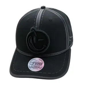 Captoons Black Curved Bill Snapback with Curved Bill and Adjustable Closure
