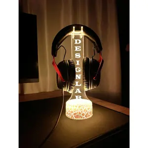 Personalized led Headphone Stand, Streamer Headset Holder Stand, Gamertag led Light Sign, Headphone Holder, christmas gifts for gamers