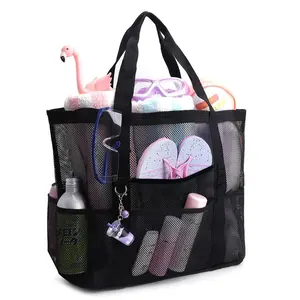 Mesh Beach Bag for Women, Large Beach Toy Pool Bag with Zipper Pocket, SandProof Cruise Essentials 2026 Family Travel