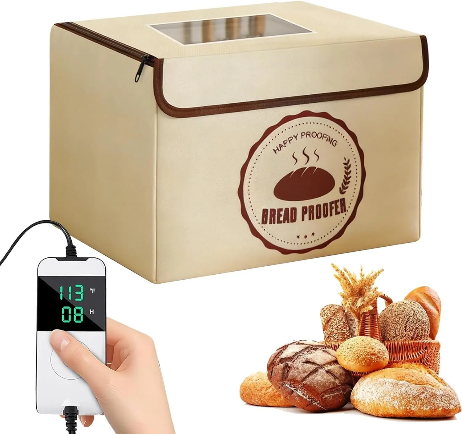 Versatile Dough Proofer Warming Box Adjustable Temperature Timer Control Bread Proofing Box Collapsible Design Sourdough Proofing Container for Making Bread