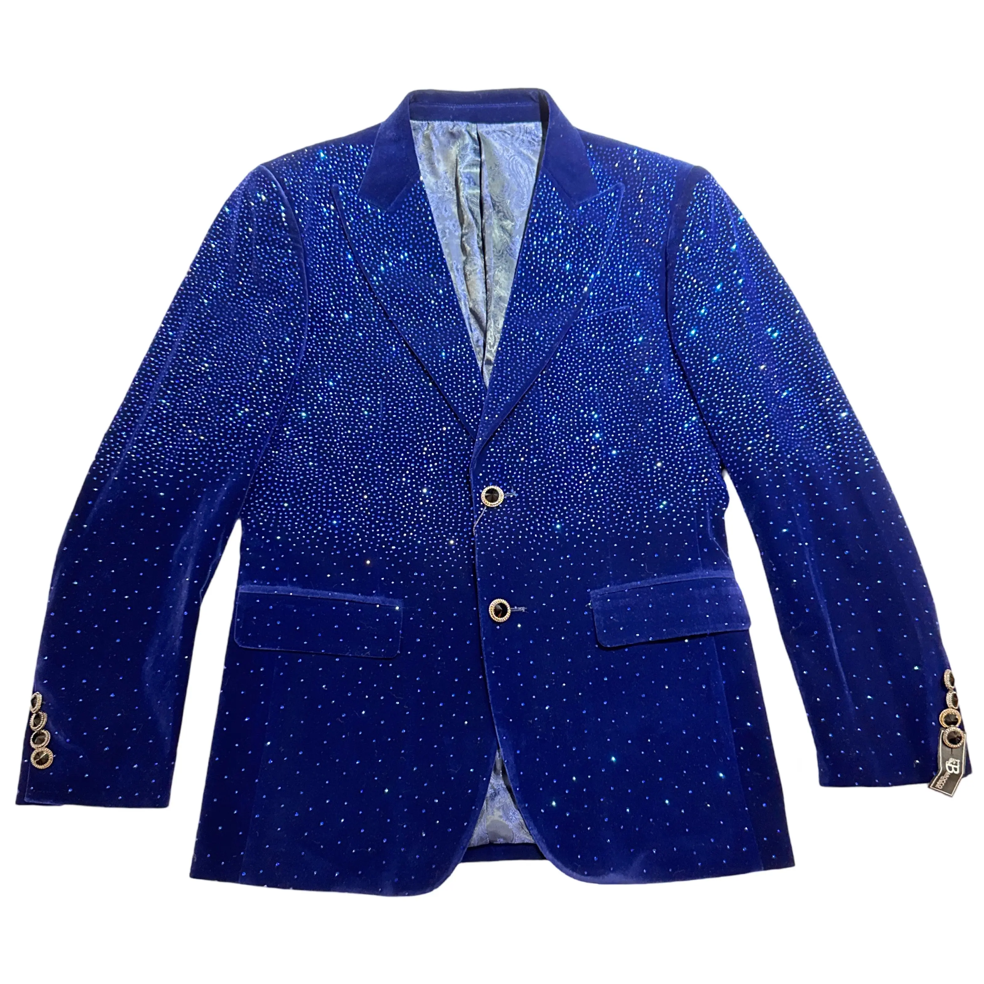 Barocco Royal Blue Crystal Velour Blazer