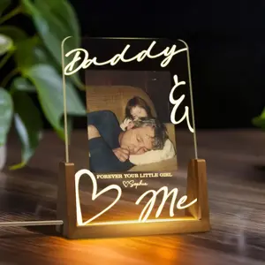 Personalized Photo LED Night Light for Dad, Custom Picture Dad Night Light, Family Christmas Gift, Christmas Gift from Daughter Son,Dad Gift