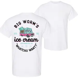 Big Worm’s Ice Cream Truck Graphic T-Shirt – Funny Movie Inspired Tee With 'Whatchu Want?’ Quote, Double Sided Print, Soft  Casual Streetwear Unisex Shirt, 90s Vibes, Vintage Tee for Men & Women Breathable Classic