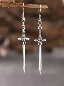Bohemian Vintage Cross Sword Design Pendant - Dangle Earrings for Female Personality Gift - Halloween Ornaments
