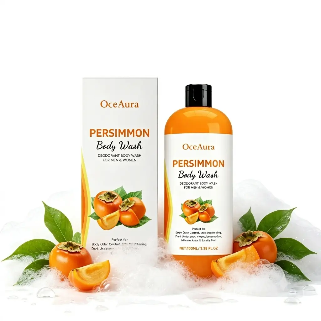 Persimmon Body Wash for Old People Smell, Natural Deodorant Bar Soap for Strong Odor Smelly Feet Remove, Cleansing Body Deodorizing with Persimmon & Green Tea Extracts
