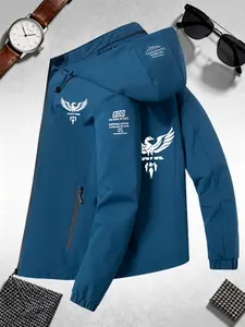 Unisex All-Season Hooded Jacket, Lightweight Windproof, Simple Design, Commute & Sports Wear, Fashionable Casual Outerwear