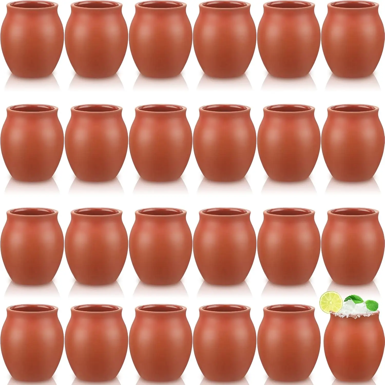 Set of 24 (3oz) Cantaritos de Barro Mexicanos Mini Cantaritos Shooters Pottery  Glasses for , Margaritas, Mojitos, Mexican Jarritos de Barro Mexicanos, Taco Tuesday  Cups