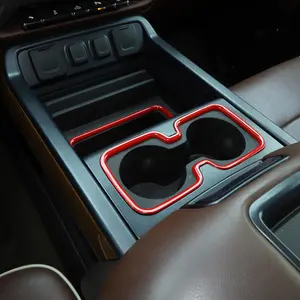 2-Piece Car Cup Holders & Center Console Organizer Trim Frame Cover for 2014-2018 Chevy Silverado/GMC Sierra Trucks, Self-Adhesive Automotive Interior Accessory with Storage Bag