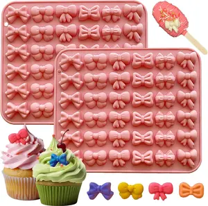 2 count  Mini Bow Molds for  - 6 Shapes Butterfly Tie Candy Mold Edible for  Cake Pops Ice Jelly Cookie Cupcake Decorating