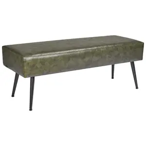 VEVOR Leather Bedroom Bench, PU Leather Bench with Metal Legs and with Stitching for Entryway, Upholstered Shoe Bench Seat, Modern End of the Bed Benches for Living Room, Dining Room, Hallway, Green, Heavy Duty, Flip Top
