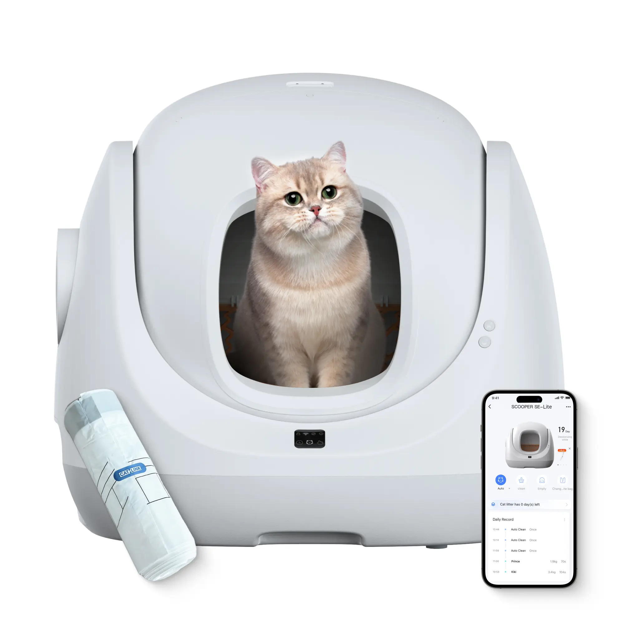 Catlink Open-Top Automatic Cat Litter Box - 0.3 sq m, 70L Capacity, 8-Level Safety Features (Triple Anti-Pinch), 4 Cleaning Modes, Low Access for Munchkin Cats, Ultra-Quiet, AI Health Monitoring, Beginner-Friendly App Control, 2.4GHz Wi-Fi, Universal Fit