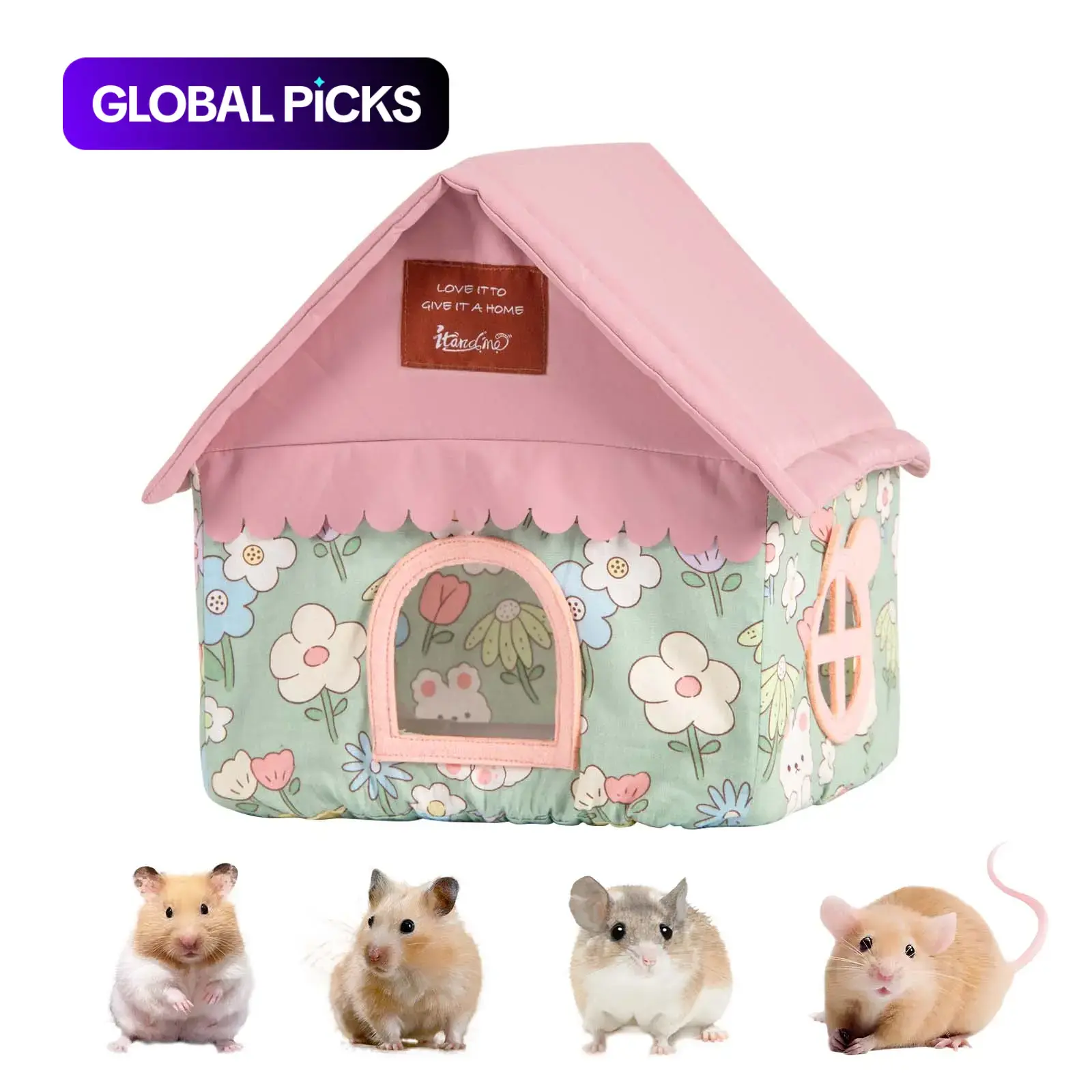 Hamster Hideout Rat House, No Bottom Design, Easy to Clean, Breathable & Comfortable Fabric, Large Space for Rest & Play, Suitable for Mouse, Syrian Hamster, Fancy Rat, Chipmunk & Mini Guinea Pig #GLOBAL PICKS