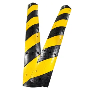 Gaomon 2-Pack Heavy-Duty Rubber Speed Bumps with Reflectors, 25000 Lbs Load Capacity, 2-Channel Cable Protector for Driveways, Asphalt Roads (Traffic Calming Humps)