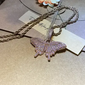 Sparkling Glamorous Rose Gold Butterfly Chain Chic Rose Gold Butterfly Pendant Necklace