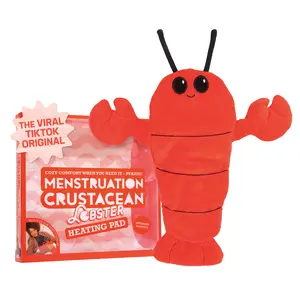Menstruation Crustacean Lobster Heating Pad - Soft Huggable Microwavable Plush for Period Cramps, Lavender Scented Self Care Comfort, Cute Animal Design, Romantic Valentine Gift for Her