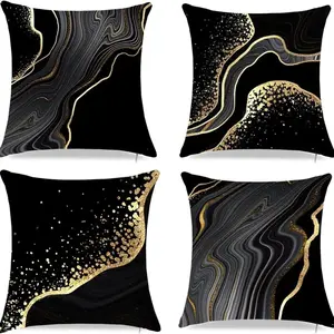 4pc Abstract Lines Decorative Throw Pillow Covers, Zippered Closure, Machine Washable, Suitable for Living Room, Bedroom, Sofa, Car Decoration, Seat Cushion Covers (Only includes the pillow covers, not the pillow cores).