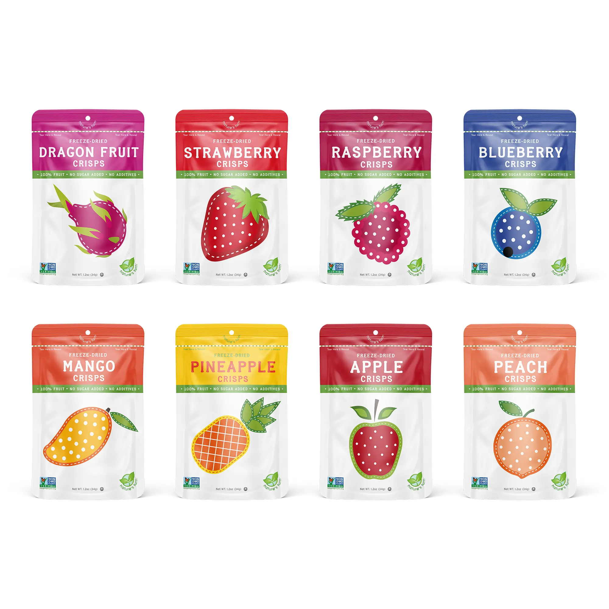 Freeze-Dried Fruit Crisps Superfruit Variety Pack Dried Fruit - Plant Based No Added Sugar Snack, Lightweight Crispy Texture, School Lunch, Vegan School Lunch or Breakfast Snack from Nature’s Turn