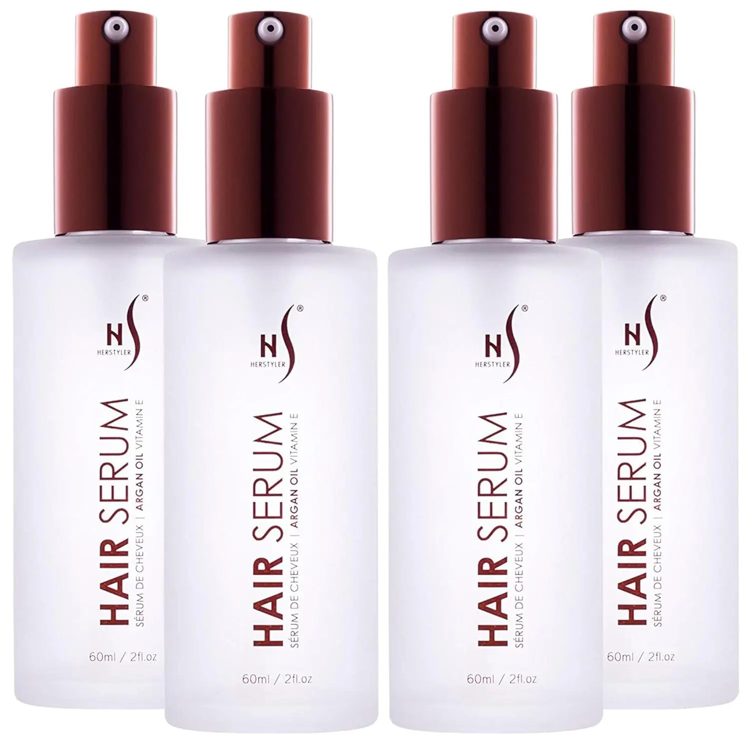 Herstyler Argan Oil Hair Serum - Anti-Frizz Hair Serum for Frizzy and Damaged Hair - Lightweight Heat Protectant Serum for Hair Growth - Hair Oil Serum with Aloe Vera, Vitamin E & Argan Oil - Boosts Shine & Hydration - Haircare - 2 Fl Oz - 4 Pack Natural