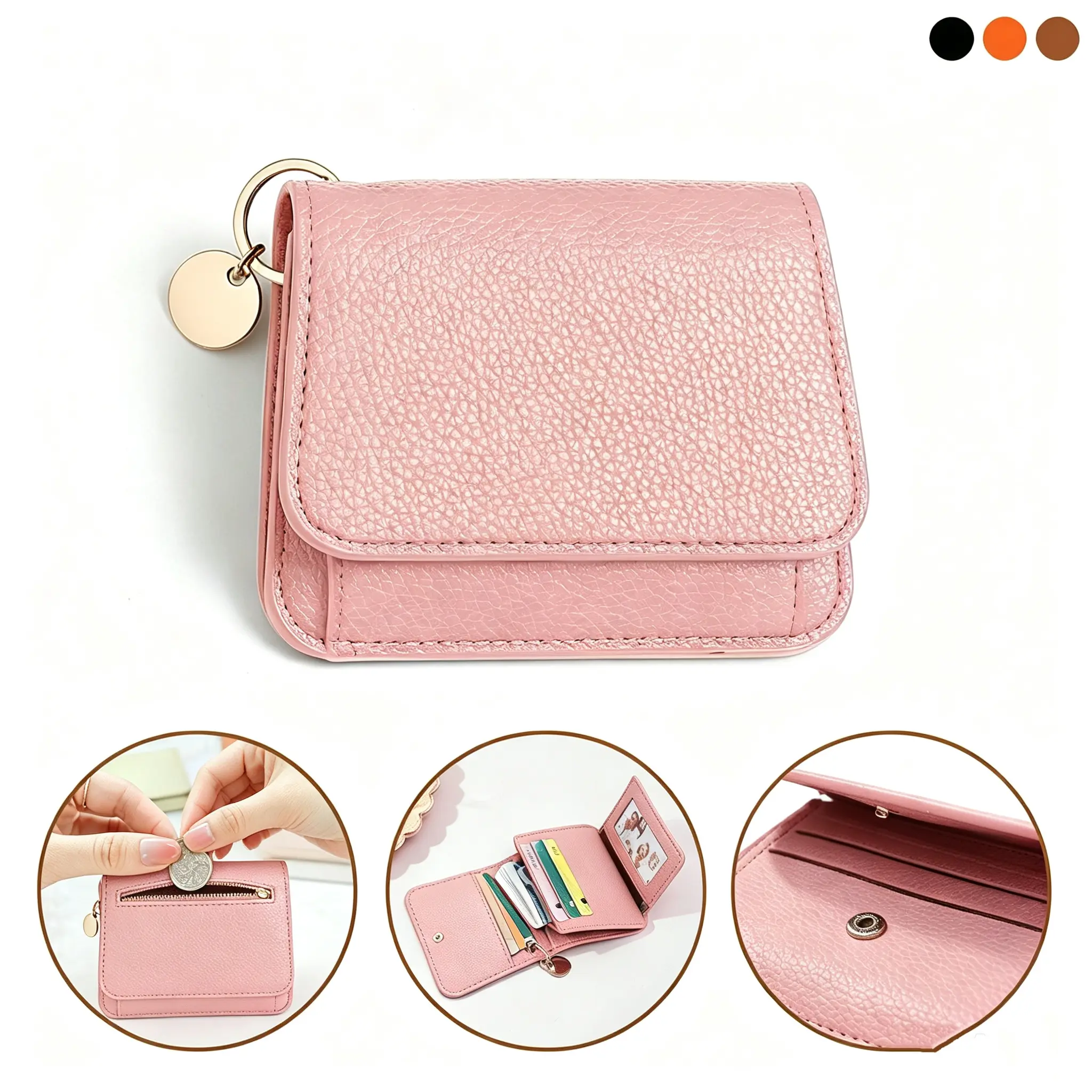 Women's Minimalist Slim Fit PU Leather Bifold Wallet - Small Compact Everyday Card & ID Case with Zipper Coin Pocket, Cash Slot, ID Window - Ideal Mother's Day Gift for Women, Bags for Everyday Use