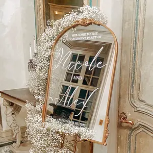 Personalized Gold Mirror Welcome Sign For Engagement Party & Wedding Reception