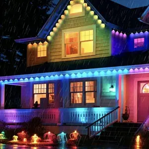 Upgraded permanent outdoor light, 100FT 60LED RGBIC outdoor light, DIY programming 16 million colors, 100 scene modes, IP67 waterproof, holiday and party atmosphere decoration, white