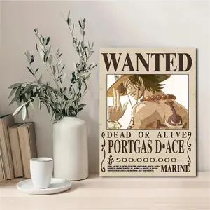 One Piece Wall Art Hanging Canvas, Frameless Decoration for Living Room Bedroom Office, Adventure Theme Cartoon Poster Background