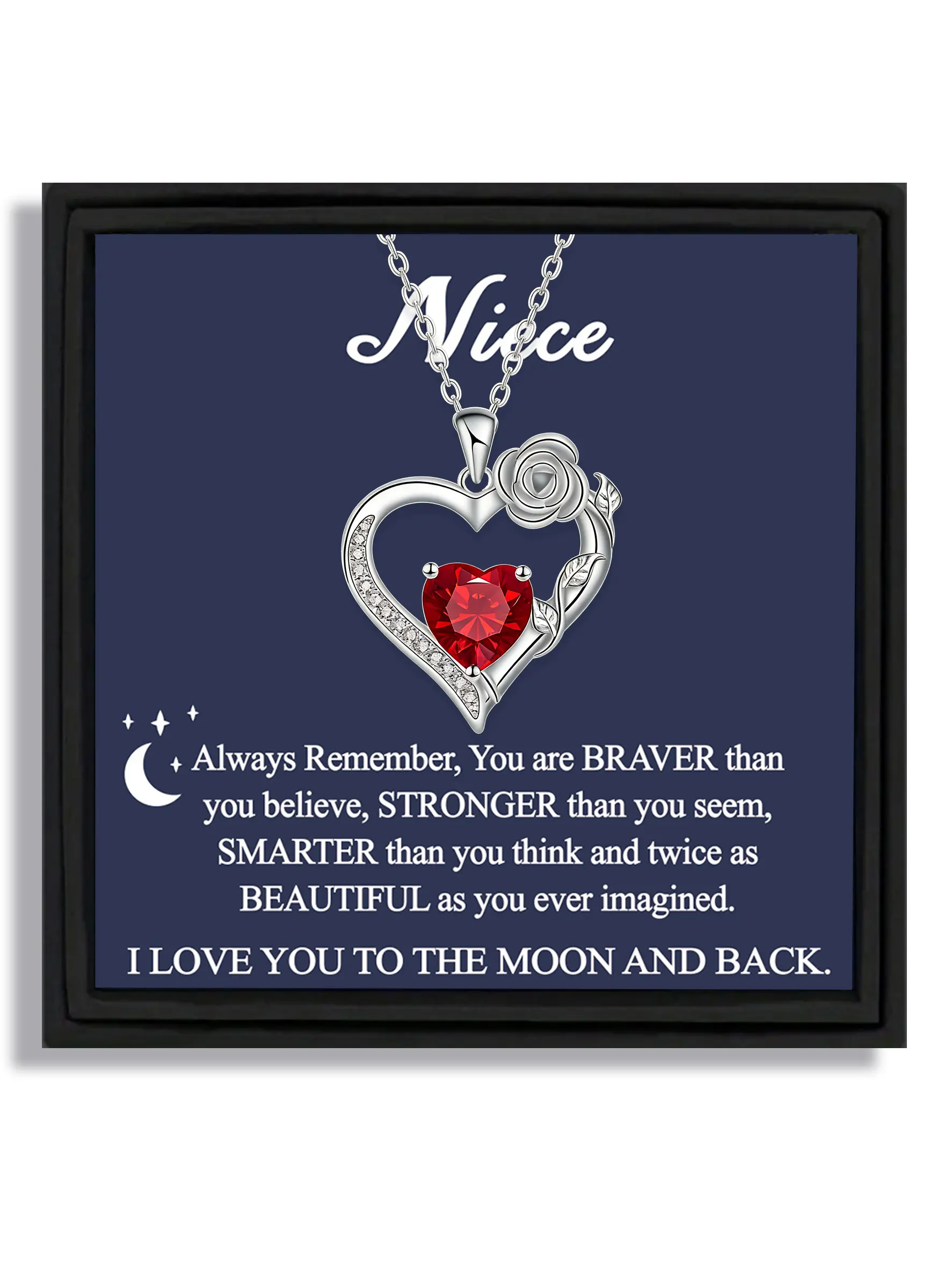 1 piece red heart rose necklace for Valentine's Day suitable for lovers romantic style gift with blessing card and box