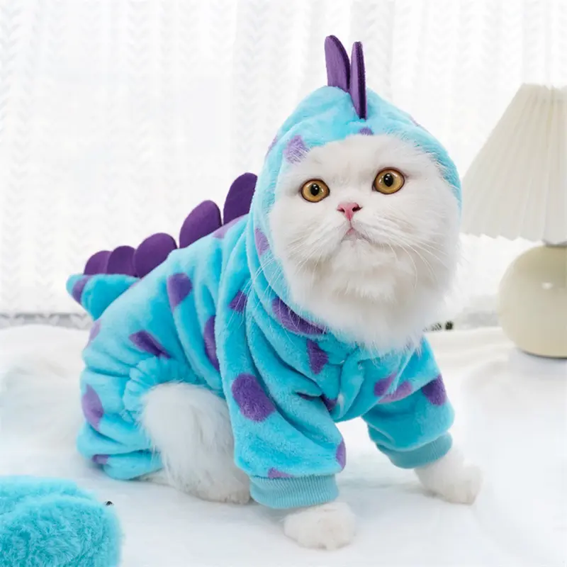 Dog Halloween Costumes Puppy Costume Dinosaur Costumes for Dogs Fleece Winter Dog Hoodie Pajamas for Small Dogs Cold Weather Pet Pajamas with 3D Spikes Design Pet Cat Clothes for Halloween