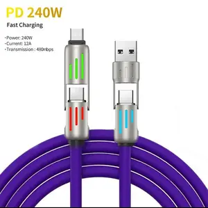 Buy 1 Get 1 Free: 4-in-1 USB Fast 240W Charging Cable USB A + TYPE C + Lightning, Fast Charging and Data Sync for iPhone 15/16, Samsung, Android, iPad, Laptops lightning  charger Multi USB