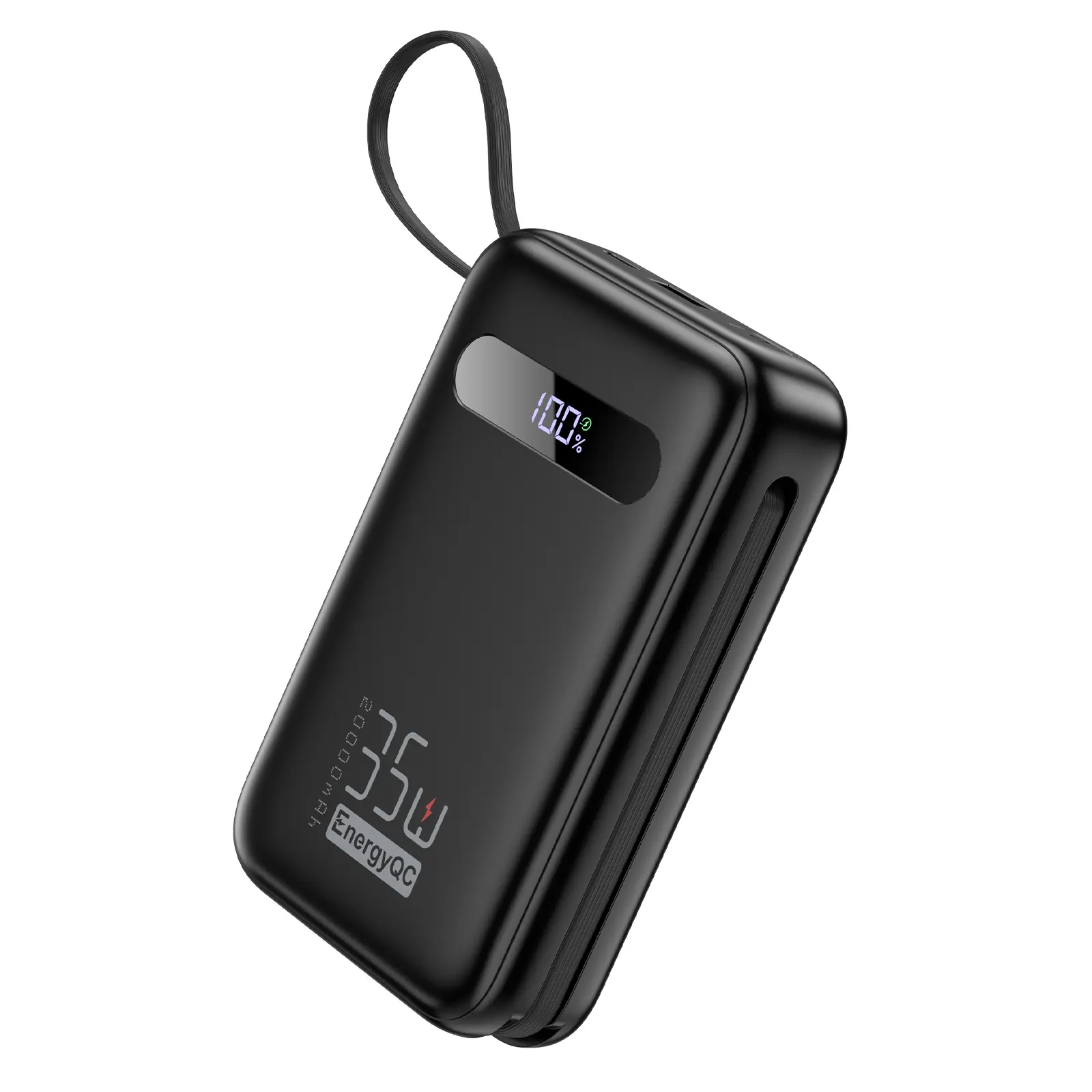 20000mAh High Power Portable USB C Power Bank - 35W PD 3.0 & QC 4.0 Fast Charging Mobile Accessory, Built-in Cables, 4 Ports, LED Display, TSA-Friendly, for On the Road EDC Gear