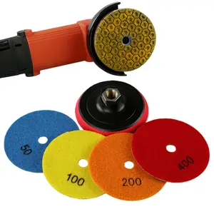 5PCS/Set 4" Diamond Grinding Disc, Heavy Duty Stone Grinding Wheel for Angle Grinder, Aggressive Diamond Tool for Granite Marble Concrete, Masonry Grinding & Surface Prep