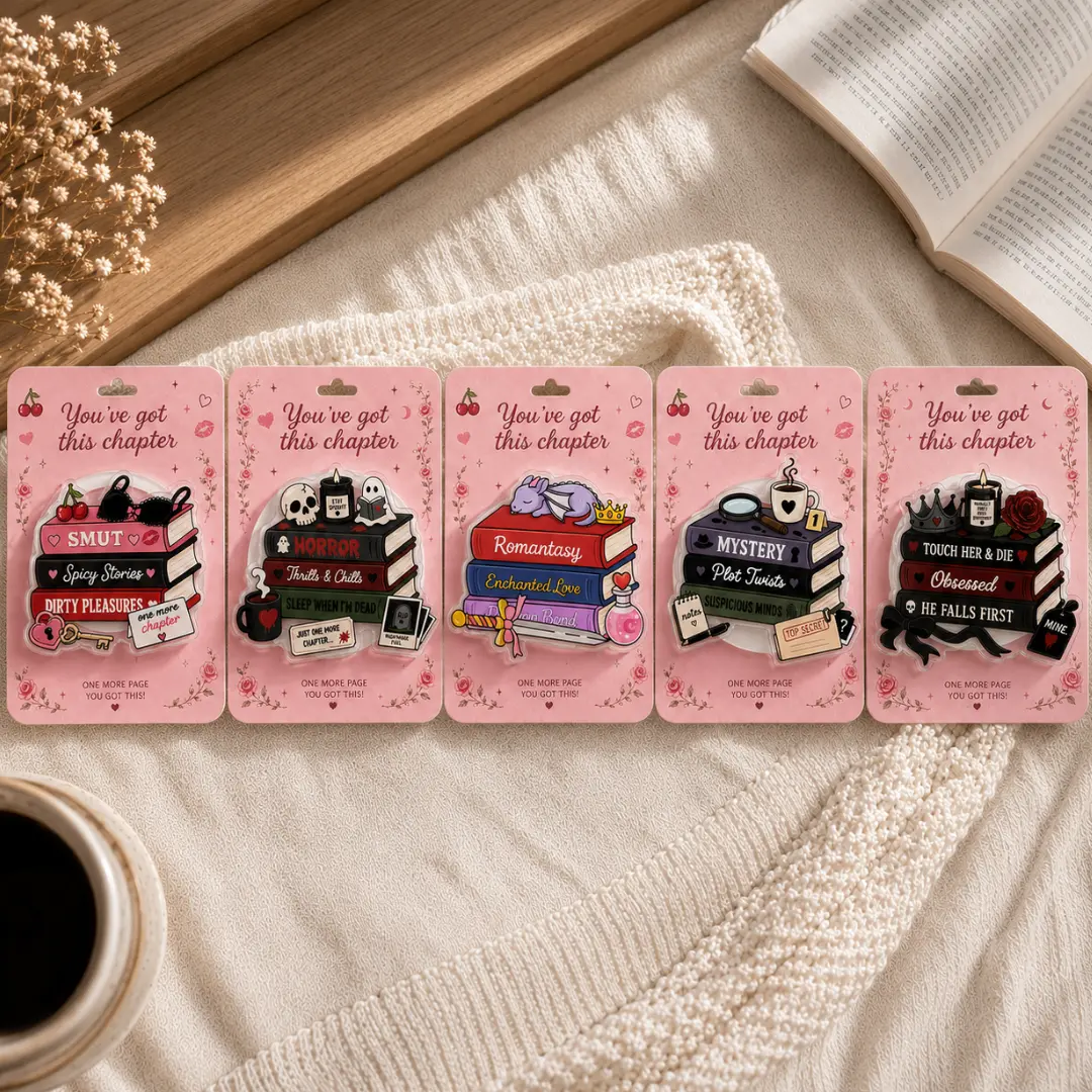 Book Lover Phone Grip, Cute E-Reader Grip, Smut Horror Mystery Romantasy Book Stack Phone Holder, Reading Aesthetic Gift for BookTok Fans