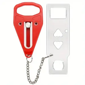 Portable Door Lock with Keychain, No Assembly Required, Durable Plastic Safety Latch for Home, Travel, Hotel, Apartment Security