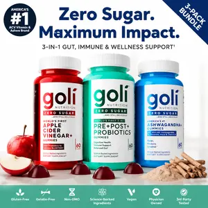 Seller Trio Gummies World's First 3-in-1 Prebiotic Postbiotic Probiotic Apple Cider Vinegar Infused with Vitamin B12 Ashwagandha L-Theanine Vitamin D Bloating Digestive Health Support Gluten Free Vegan Non GMO Gelatin Free