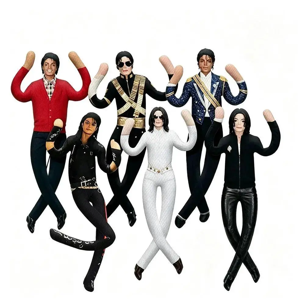 6 Styles Michael Jackson Bendy Plush Figurines Retro Pop Music Artist Flexible Dolls Desktop Decoration Collectible Toys for Fans