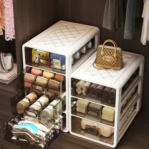 3/4-Tier Organizer Box; Sock and Underwear Drawer Organizer with Compartments; Ideal for storing and organizing small items such as bras, socks, cosmetics, belts, and ties; Multi-functional Tiered Wardrobe Organizer