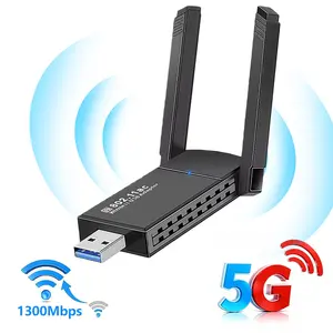 1300Mbps High-Speed USB WiFi Adapter for PC, Dual Band 2.4G/5G with 5dBi Antenna，Wifi extender for Desktop PCs，Laptops, Supports Windows 11/10/8/7, Mac OS, Linux.