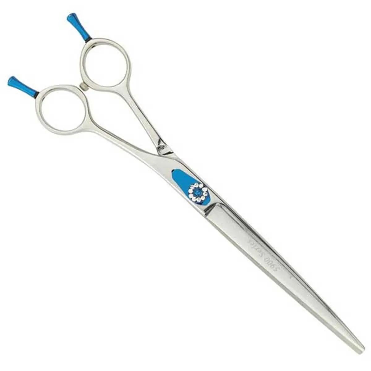 212 MAIN Diamond Series 8 In. Stainless Steel Dog Grooming Shears - Rhinestones, Short Shanks, Rockwell Hardness Rating 58-59, Precision Curved Cut Tool for Curved Areas, Detachable Finger Rests, Finger Indentations, Micro-Serrated Blades