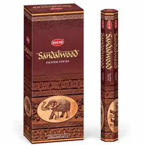 HEM Sandalwood Incense Sticks, Pack of 6 Boxes, 120 Sticks Total, 9 Inch Long Burning Incense for Aromatherapy, Meditation, Yoga & Spiritual Use