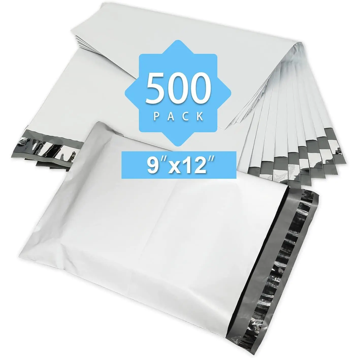 Reliable Mailer 9x12 Inch White Poly Mailers Bulk Envelopes 500Pcs Self Seal Adhesive Waterproof Tear-Proof Postal Packaging