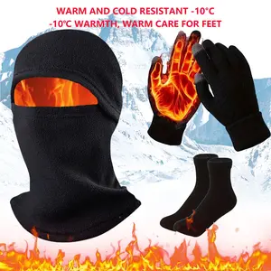 Windproof Cycling Face Mask Hood, Thermal Ski Mask, Face Cover, 3pcs Winter Warmth Outdoor Cycling with Unisex Balaclava, Touchscreen Gloves, Thick Fleece-Lined Snow Socks, Protective Accessories for Holiday Gifts